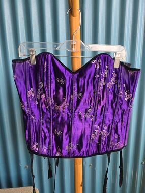 Shirley of Hollywood Purple Floral Satin Corset